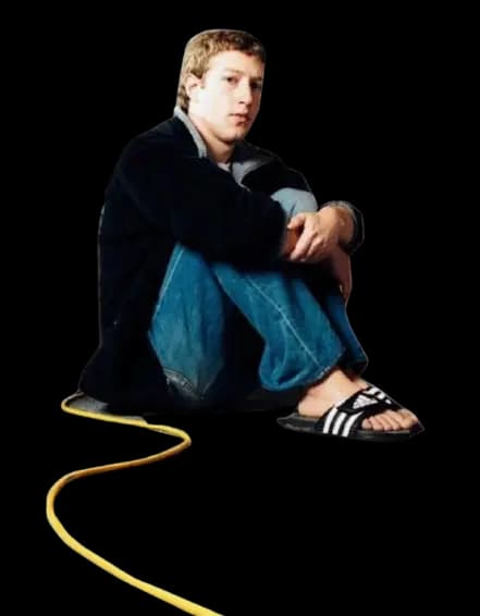 Mark Zuckerberg sitting alone on the floor